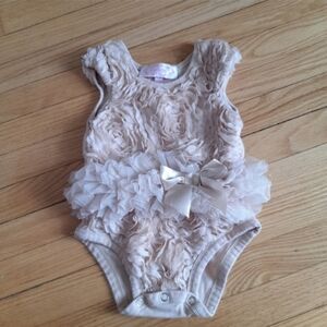 Popatu Cream Floral Ruffle Bodysuit
